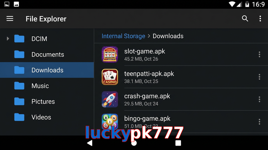 Main screen of Luckypk777 gameapk page for PK players
